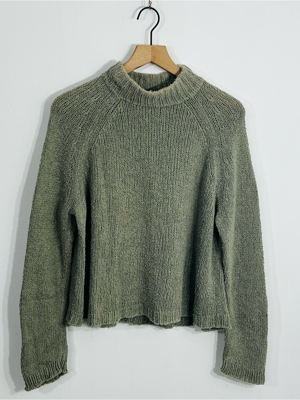 Eileen Fisher Organic Cotton Mock Neck Raglan Sleeve Minimalist Boxy Lagenlook
